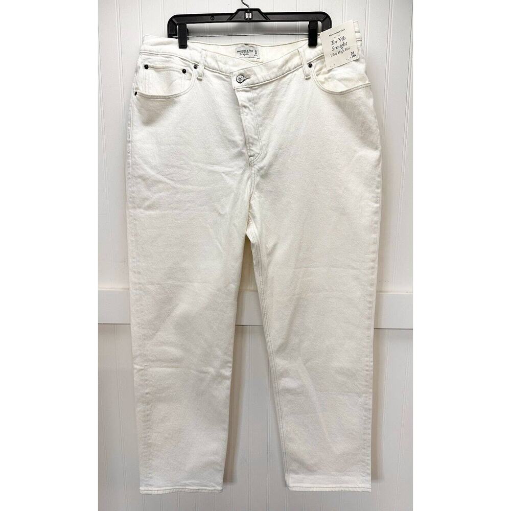 Abercrombie Fitch Jeans 90s Straight Ultra High Rise 34/18 Cream Crossover NEW
